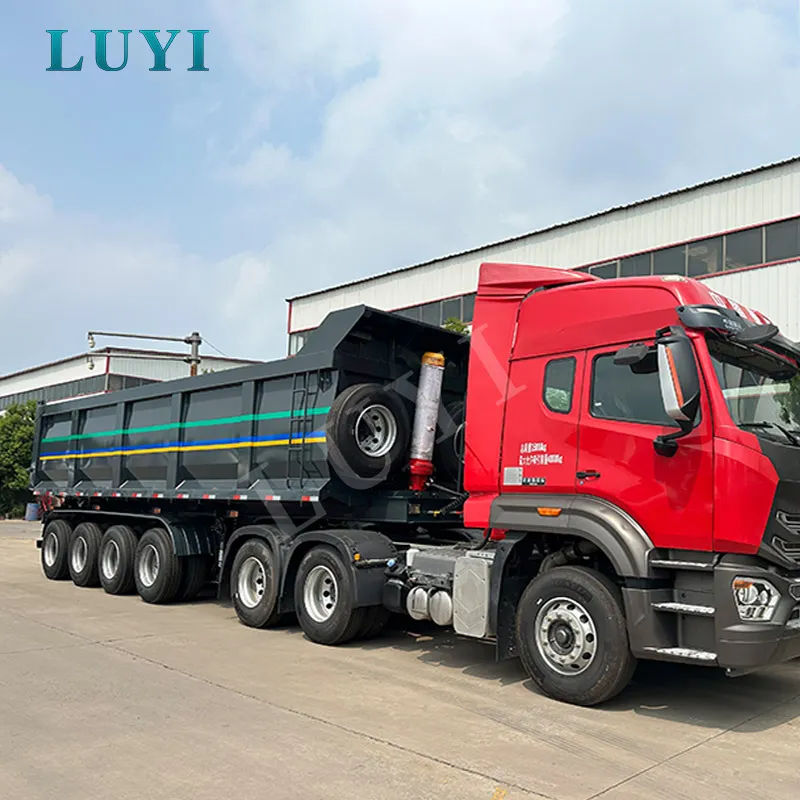 Semi-karru ġdid fjamant ta' 4-fus 100-tunnellata U-Semi-karru idrawliku li jinħatt fuq wara,